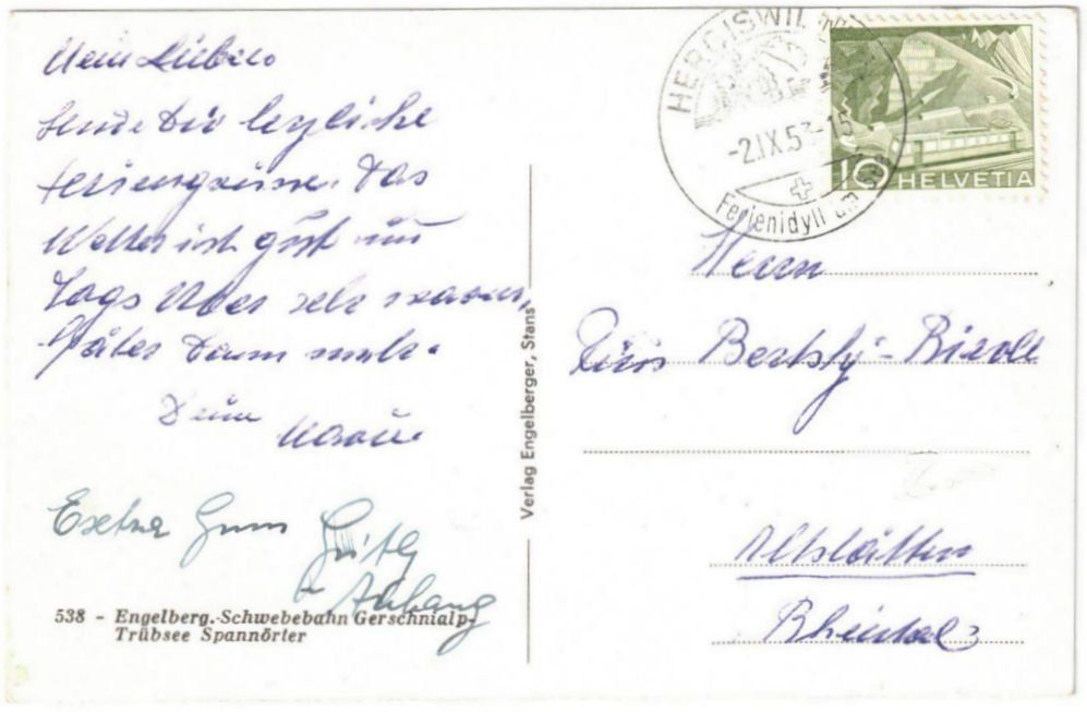 Cartoline postali: Engelberg - Luftseilbahn Gerschnialp--Trübsee – Usato da Binningen venduto da Mountainrider 1