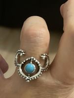 Bague couleur argent 52 avec pierre turquoise neuve 