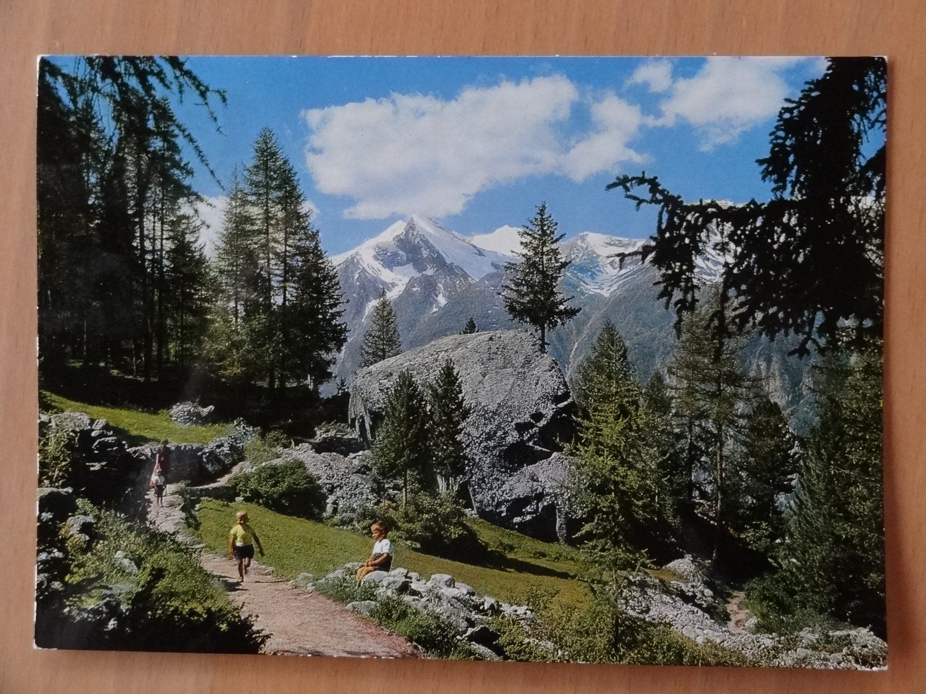 Cartoline postali: Spazierweg Grächen-Ried - 1980 – Usato da St Léonard venduto da Riglin