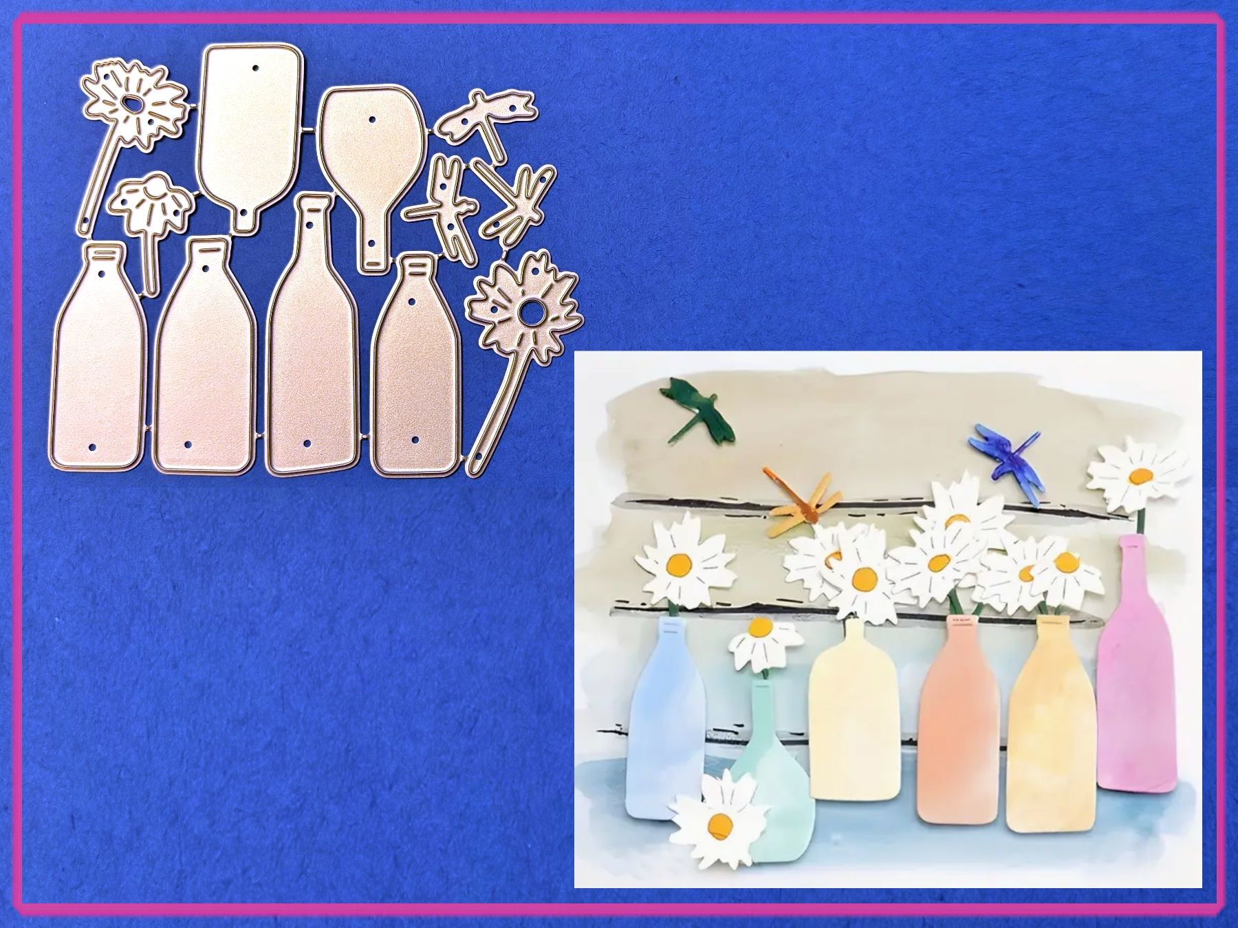 Sciablone: Vasen mit Blumen und Libellen   - Stanzschablone – Nuovo e nell'imballaggio originale da Frenkendorf venduto da jazzplatten