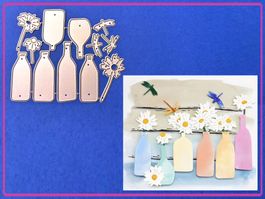Vasen mit Blumen und Libellen   - Stanzschablone