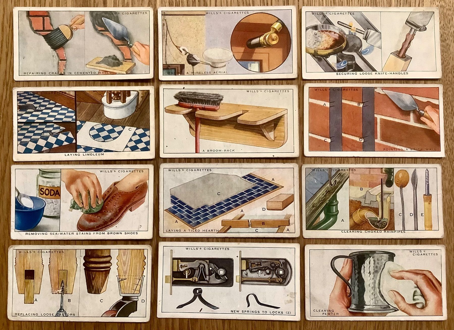 1938 - 12 Antike HAUSHALT TIPPS Sammelbilder England
