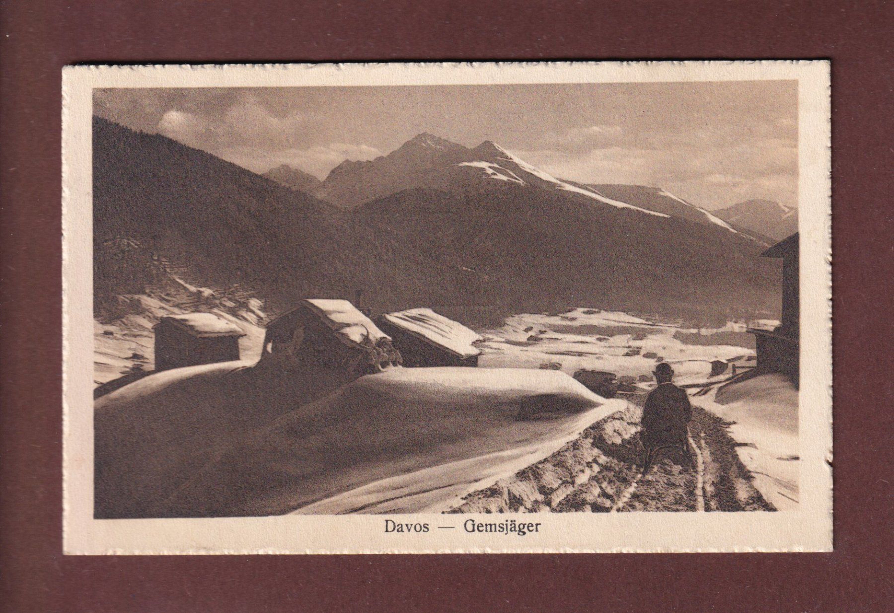 Cartoline postali: DAVOS - Gemsjäger - 1921 – Usato da Pully venduto da nicecards-shop