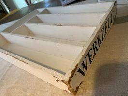 Holz-Kiste für Werkzeug oder Besteck shabby weiss sweet