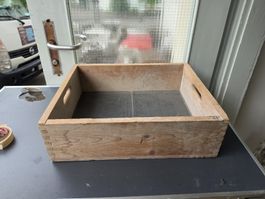 Holzkiste Siebkiste mit Griffen vintage Zustand. 