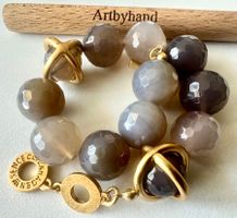Sence Copenhagen Statement-Armband Chalcedon vergoldet 16mm