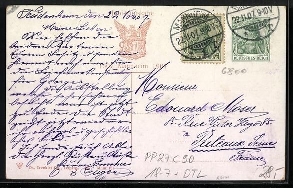 Cancelleria postale: Ganzsache PP27 C90: Mannheim, Jubelfeier – Usato da Berlin venduto da bartko-reher 1