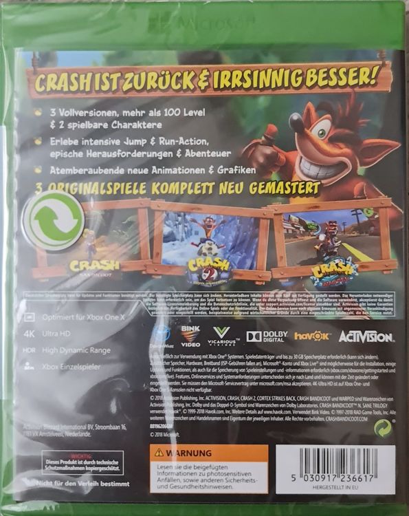 Crash Bandicoot N Sane Trilogy Xbox One Neuandovp Kaufen Auf Ricardo