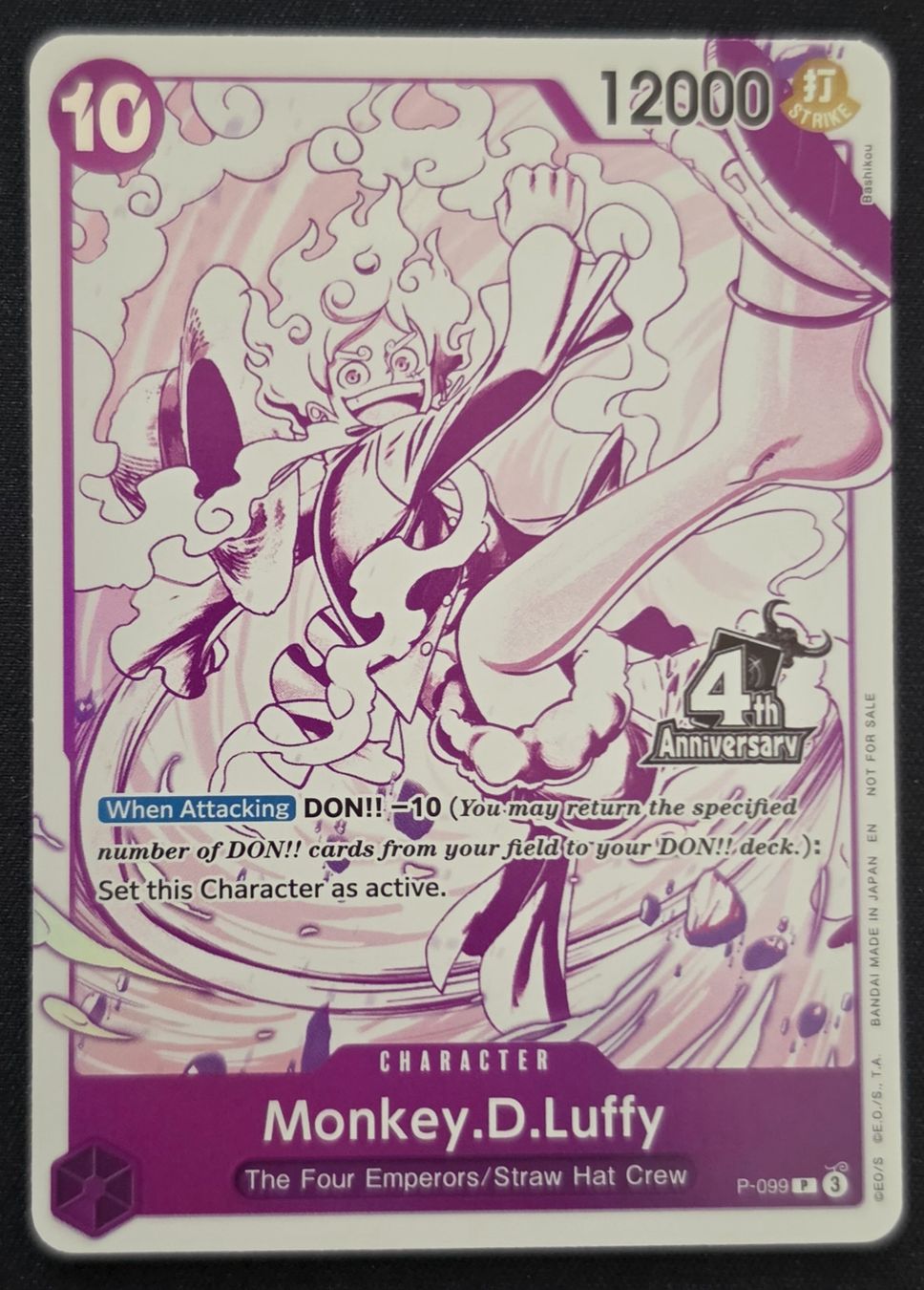 Bandai Carte collezionabili: Monkey.D.Luffy P-099 PROMO DASH PACK 4TH ANNIVERSARY – Nuovo (secondo la descrizione) da Melano venduto da emm_m2jq