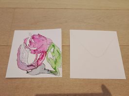 Handgemachte Karte mit Umschlag - 15 cm X 15 cm.