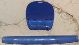 Fellowes Mousepad CRYSTAL GEL & Blue Gel Wrist Rest - NEW
