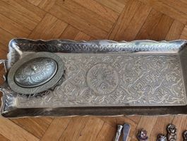 Plateau Café Turc Armoiries Ottomanes avec Sucrier