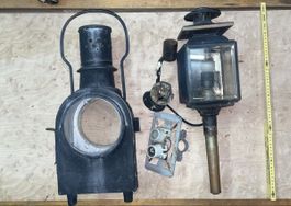 Antike Metall Eisenbahnlaterne / Kutscherlampe