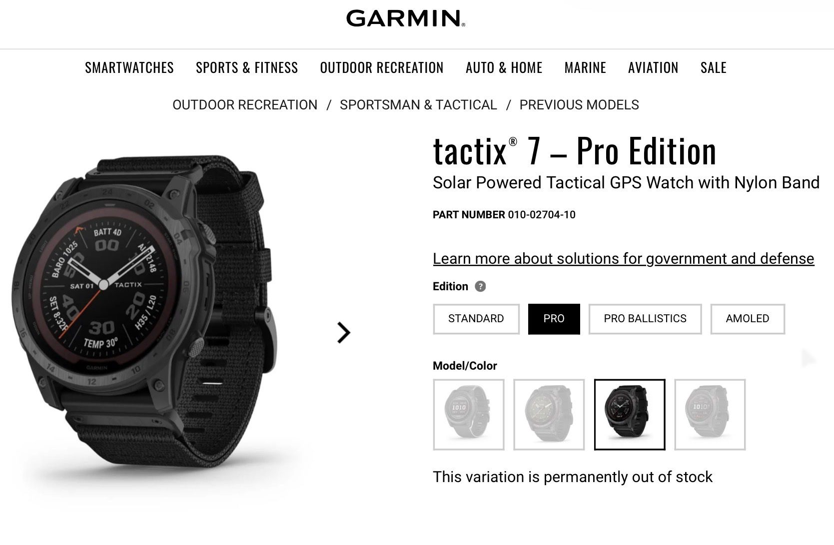 Garmin Smartwatch: Garmin Tactix 7 Pro Solar (MIP) – Usato da Buchs AG venduto da onoma 4