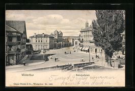 Winterthur, Bahnhofplatz aus der Vogelsc