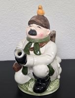 Teekanne Jäger mit Hase und Vogel Keramik 