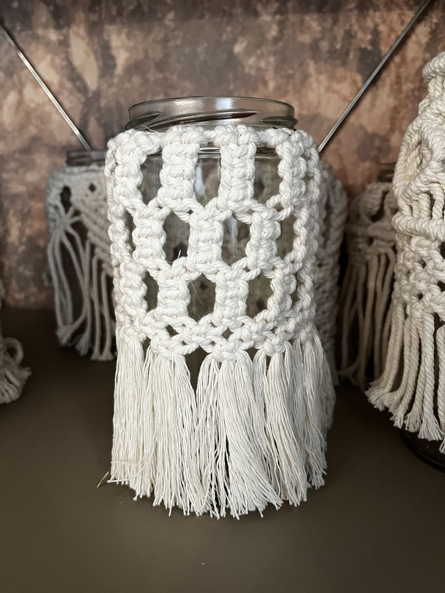 Boohoo Tutte le decorazioni: 4er Set Makramee Windlichter/Kerzengläser+ eine grosse – Usato da Kriegstetten venduto da sin_fp27 5