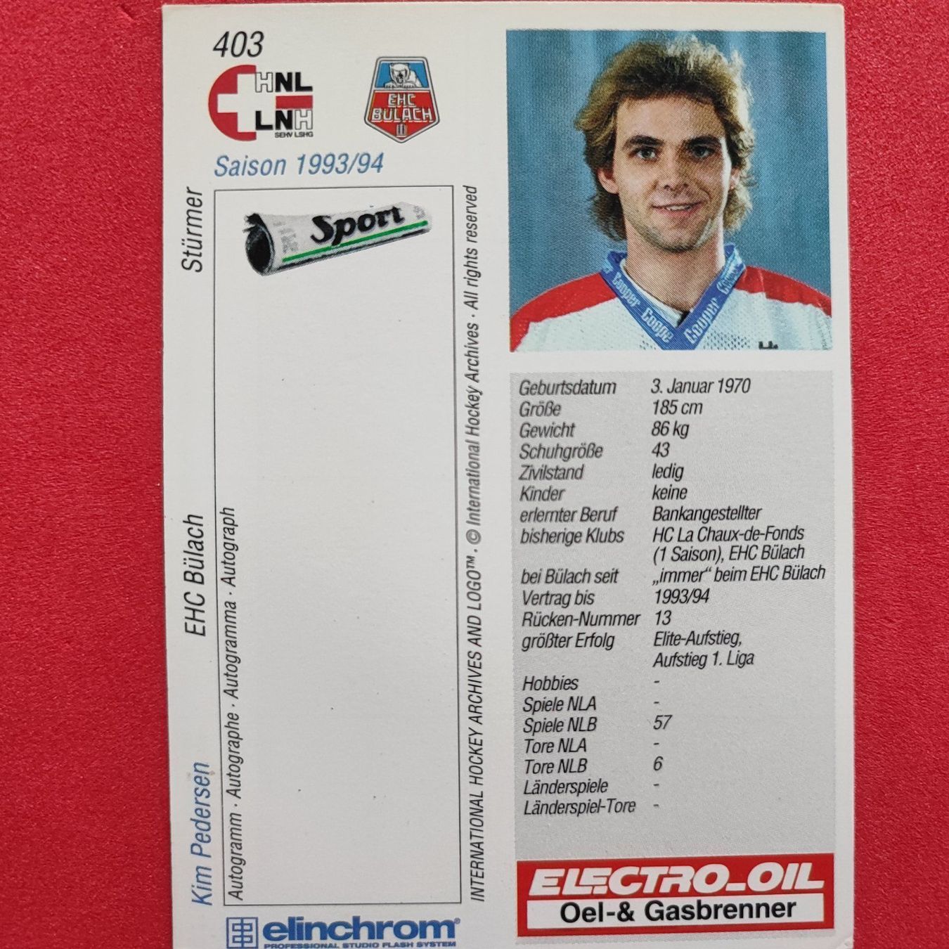 Carte collezionabili: Kim Petersen - EHC BÜLACH - 1993/94 – Usato da Dübendorf venduto da kb86_MOVIE 1