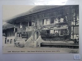 Alte Ansichtskarte Münsingen, ältestes Wirtshaus Schweiz