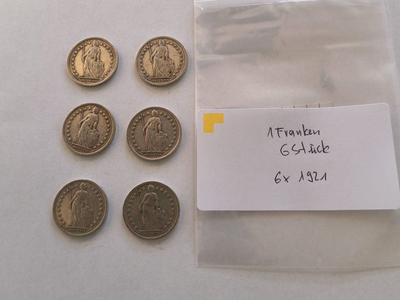 Tutti le monete: Einfränkler Set 6 Stück, 1921 – Usato da Grächen venduto da Hel7890 1