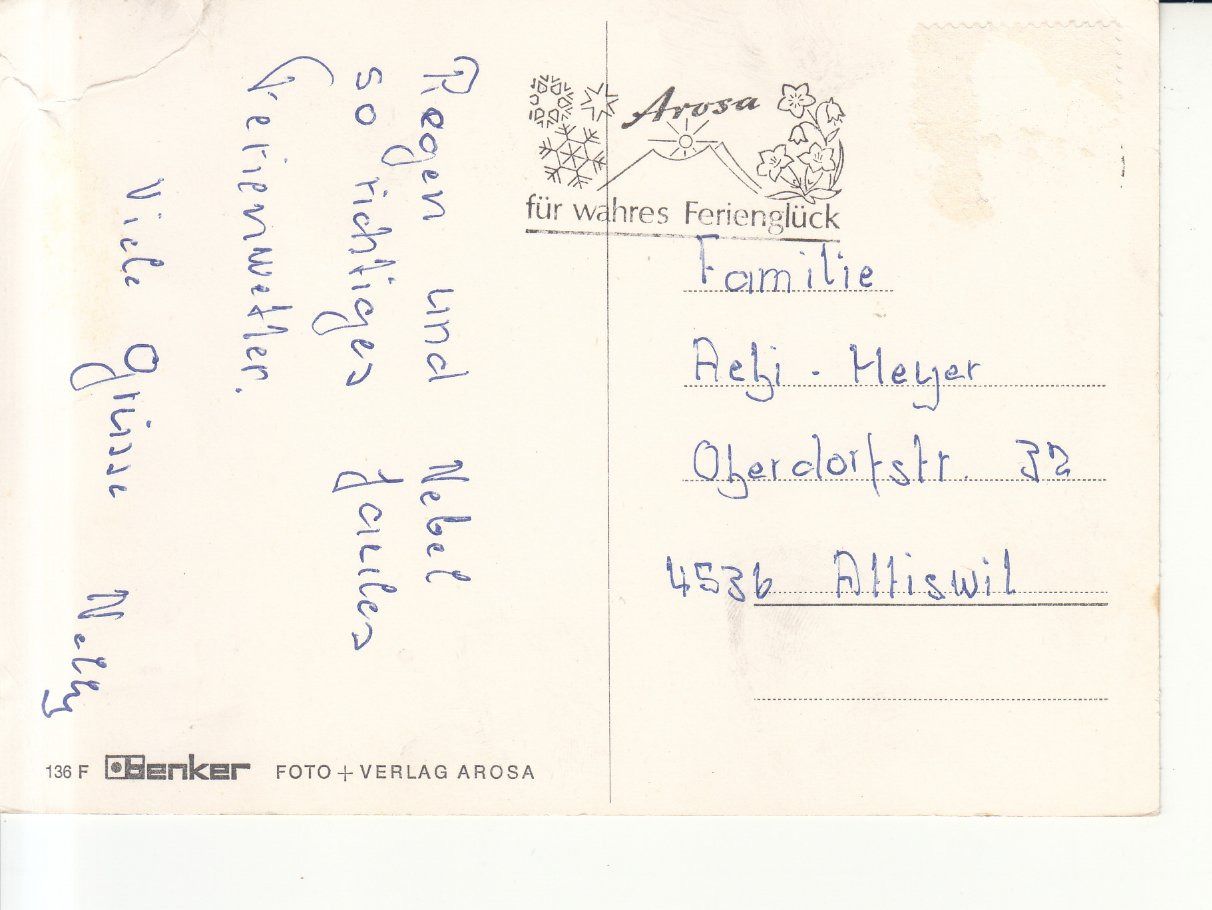 Ansichtskarten: Arosa ca. 1970 – Gebraucht aus Bürglen TG von StampGraf 1