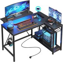 Gaming Tisch L Form LED Steckdose Eckschreibtisch 106cm