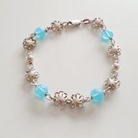 VINTAGE 925 SILBER ARMBAND MIT BLAUE KUGELN