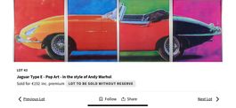 Jaguar E Type - Andy Warhol Style - mit Zertifikat - POP ART