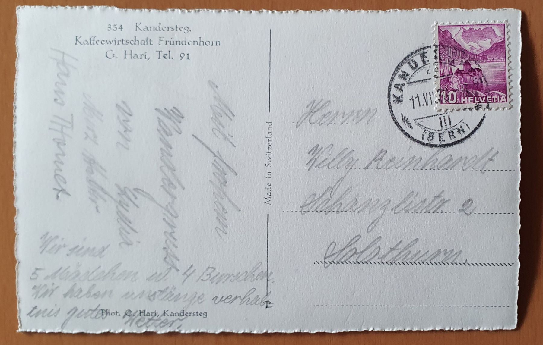 Cartoline postali: Kandersteg Kaffeewirtschaft Fründenhorn – Usato da Kreuzlingen venduto da Rschweiz1 1
