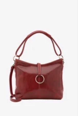 Schultertasche Leder rot mit Trageriemen neuwertig