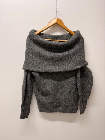 Winter-Pullover, Grau, Off-Shoulder, Kuschelig, Gr. S - Top!