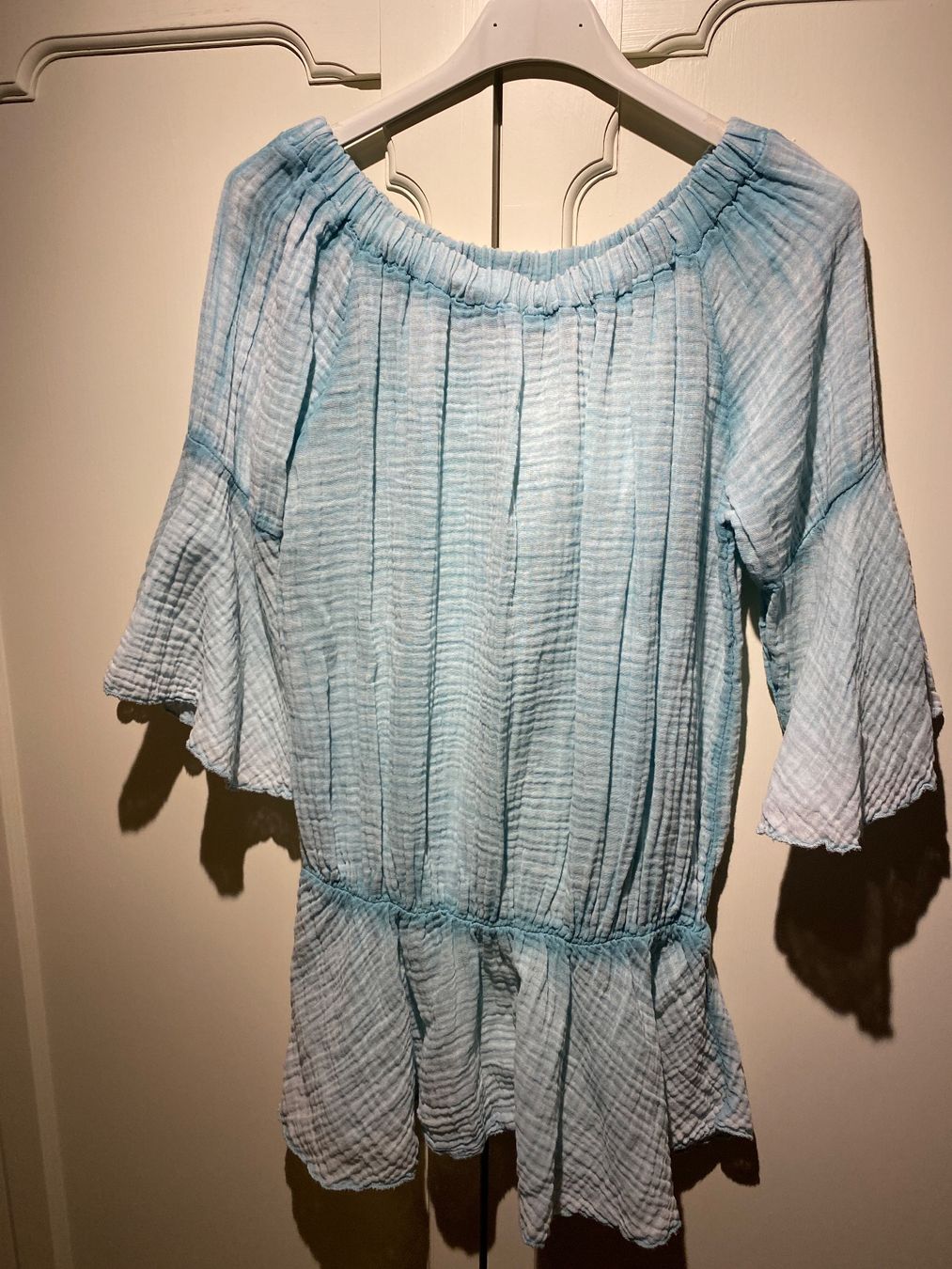 Blusen: DAMEN BLUSE -TÜRKIS MUSSELIN STOFF – Neu und originalverpackt aus Meienried von ManuelaBoutique 2