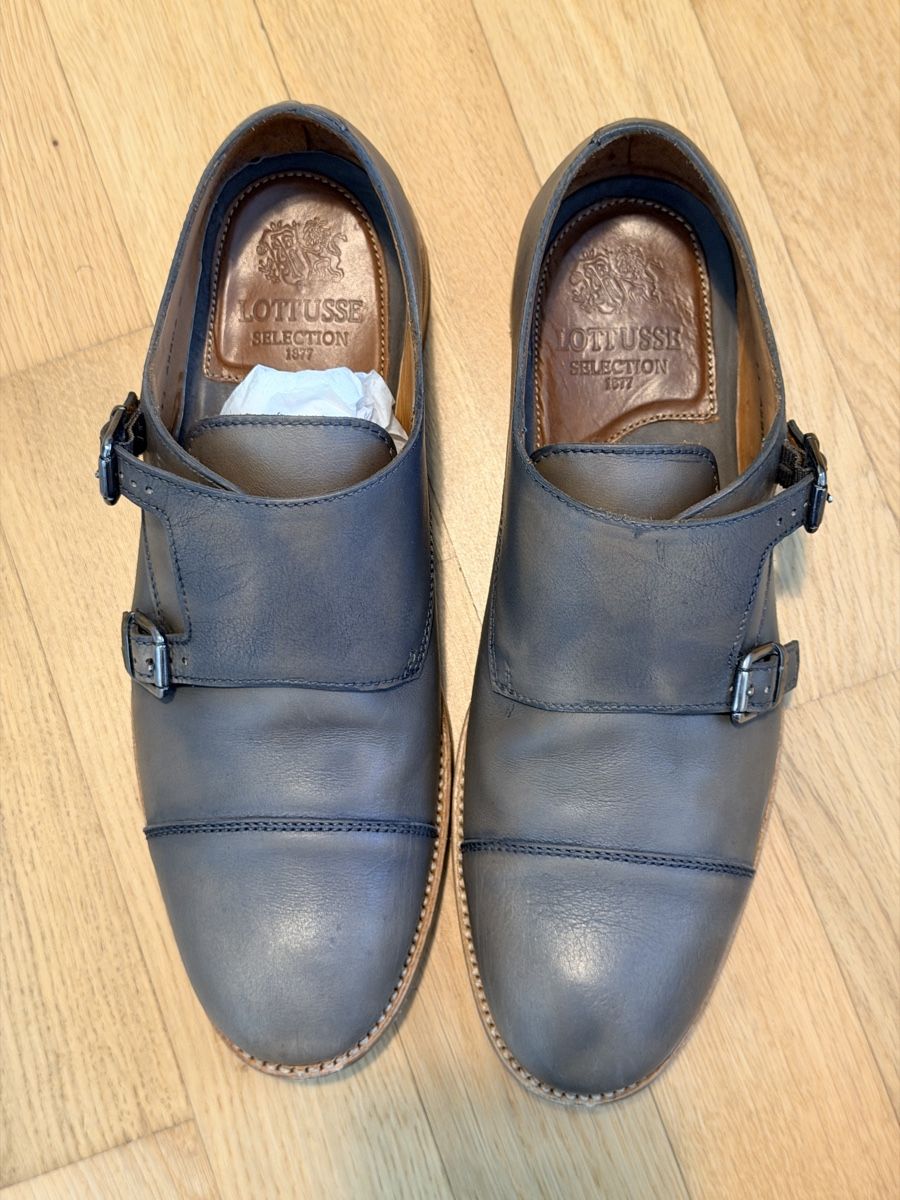 Scarpe da uomo: Lottusse Selection Monk Strap Shoes Grey Size 8.5 Used – Usato da Wauwil venduto da pflaumenB