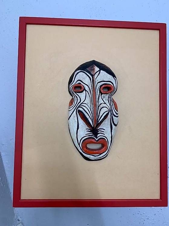 Maschere: Ältere Expressionistische Holzmaske bezeichnet Mack – Usato da Zürich venduto da evas16