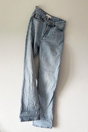 STRAIGHT | High Waist Denim Jeans 34 | hellblau blue washed