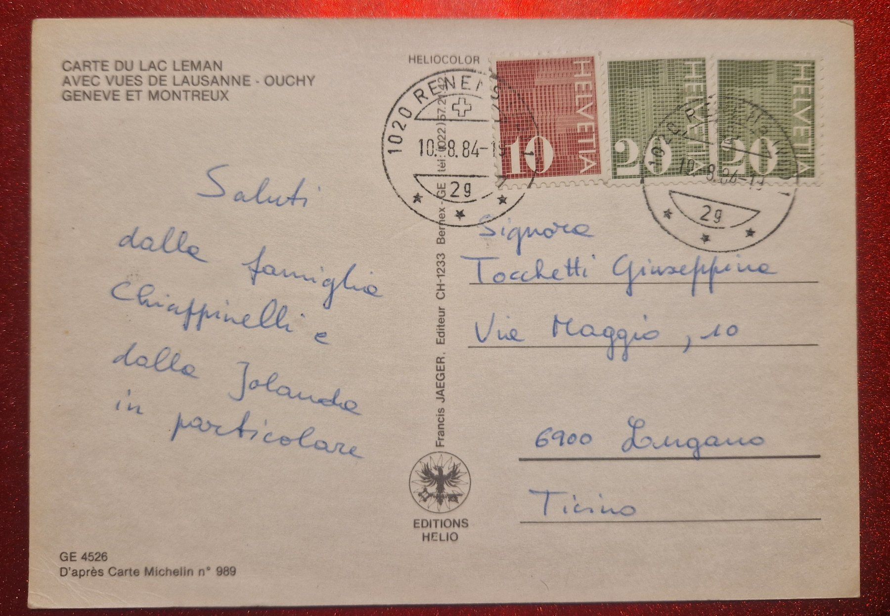 Cartoline postali: Genfersee 1984 Mehrbildkarte – Usato da Melchnau venduto da Fishel 1
