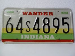 USA Nummernschild Autonummer License Plate INDIANA 64S4895