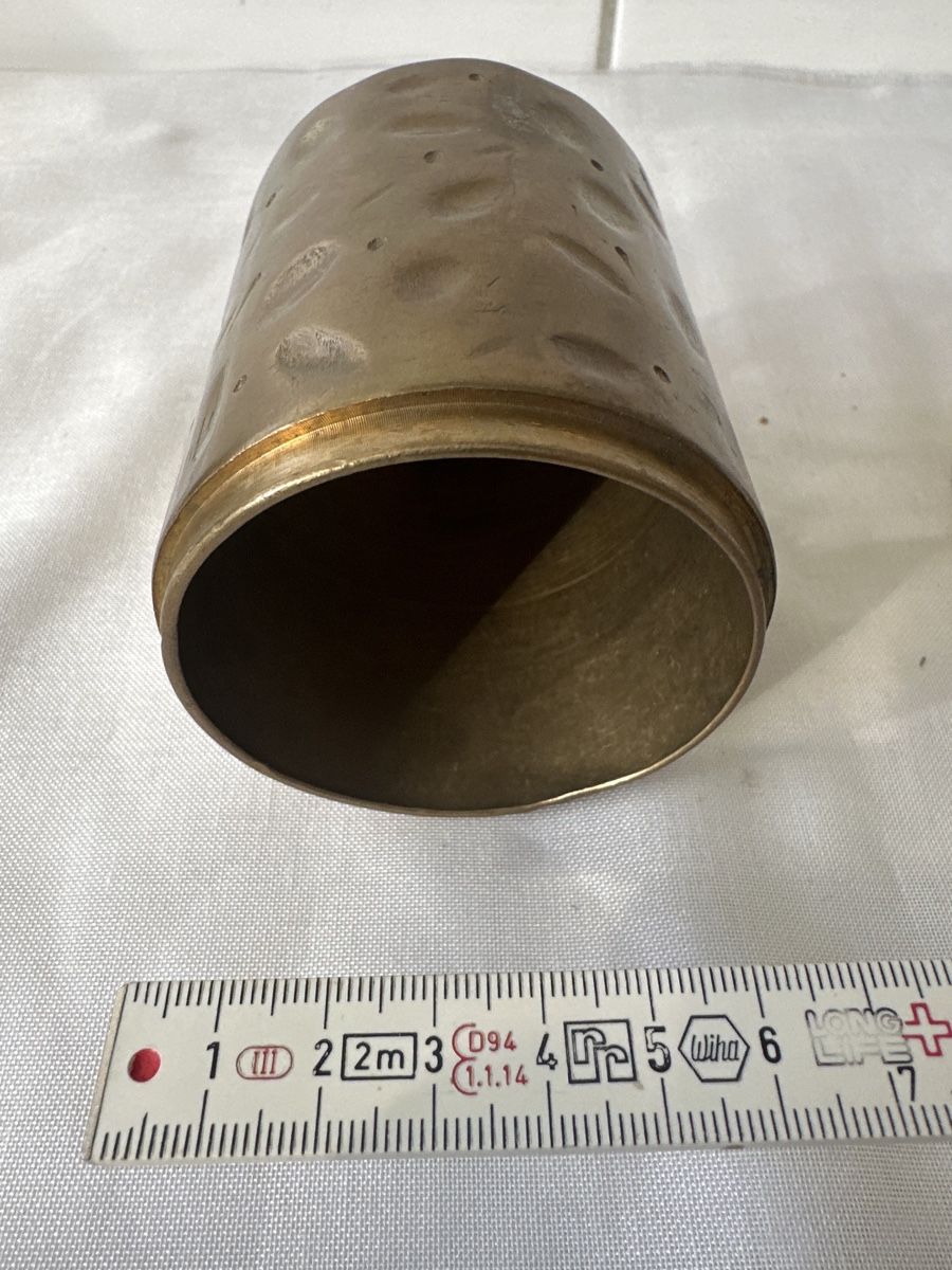 Zuckerdosen: Antike Messingdose mit Deckel, 12cm hoch – Gebraucht aus Zürich von Chaeffeler 5