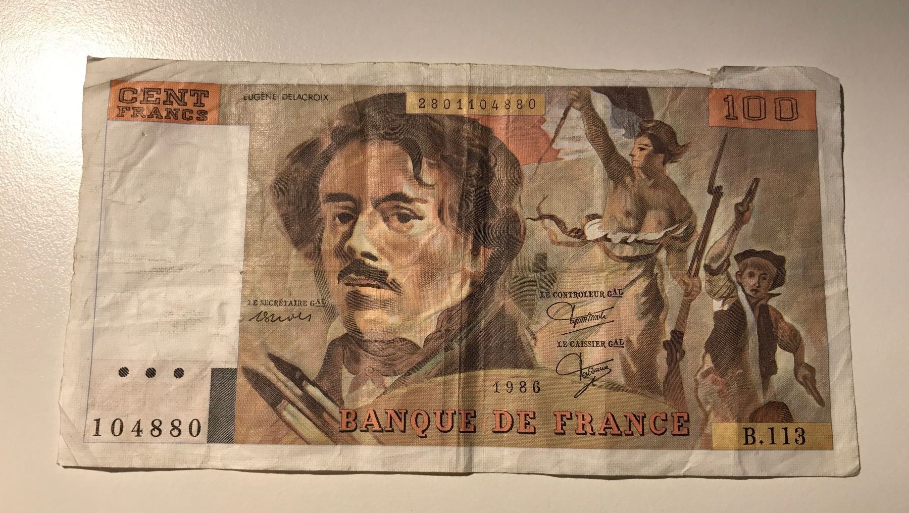 Banknoten: Frankreich 100 Francs 1986 – Gebraucht aus Algetshausen von Carrhard