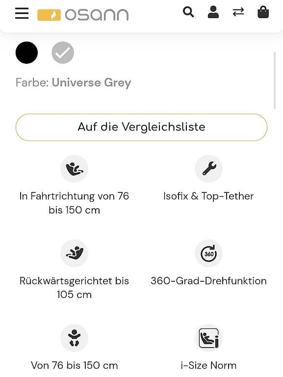 Sièges auto: Osann SWIFT 360° – D'occasion à Hüntwangen par Obi140488 3