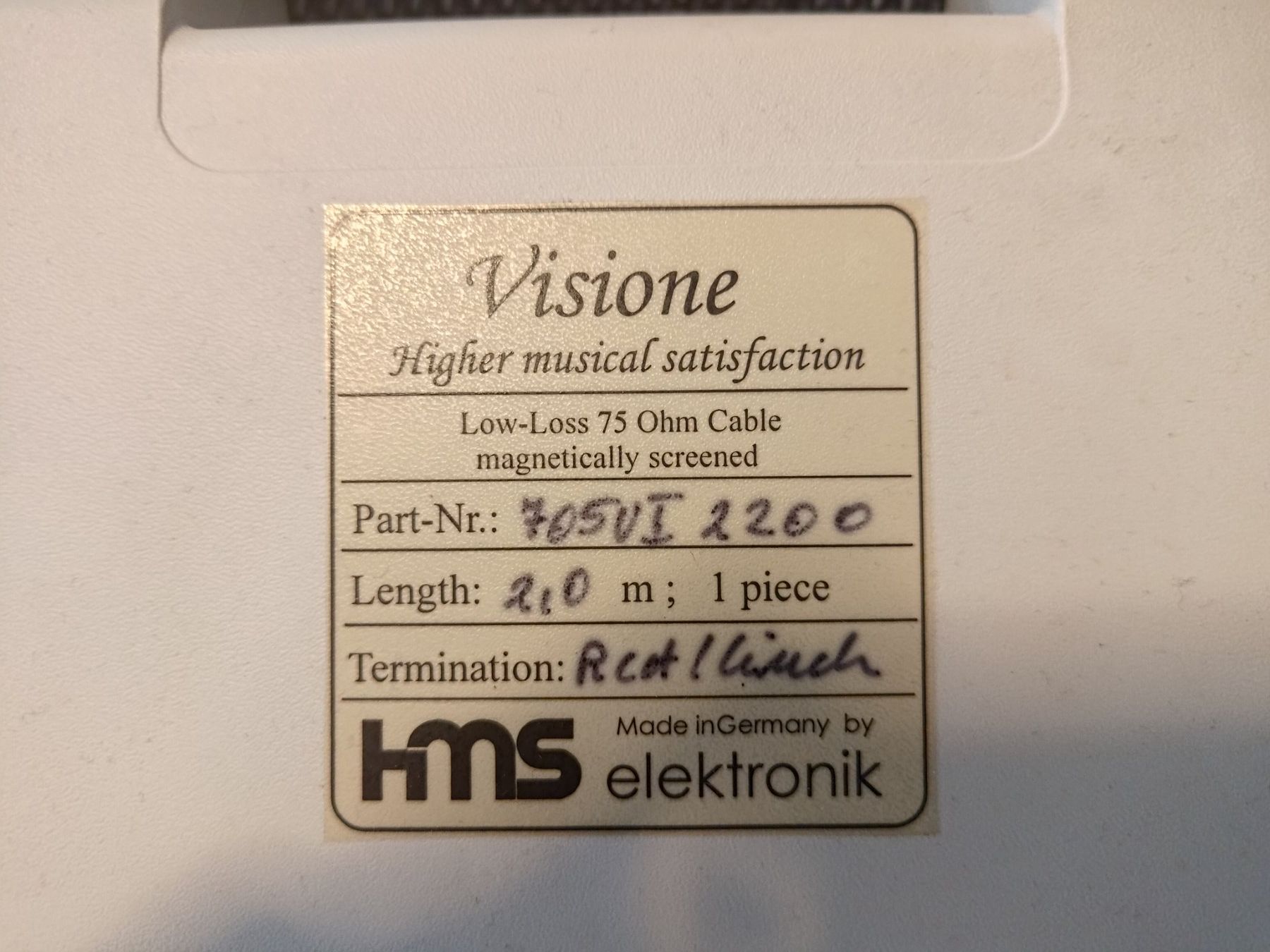 Kabel: HMS Visione High-End Digitalkabel / Koaxial / Cinch, 2 Meter – Gebraucht aus Uttwil von Reled 2