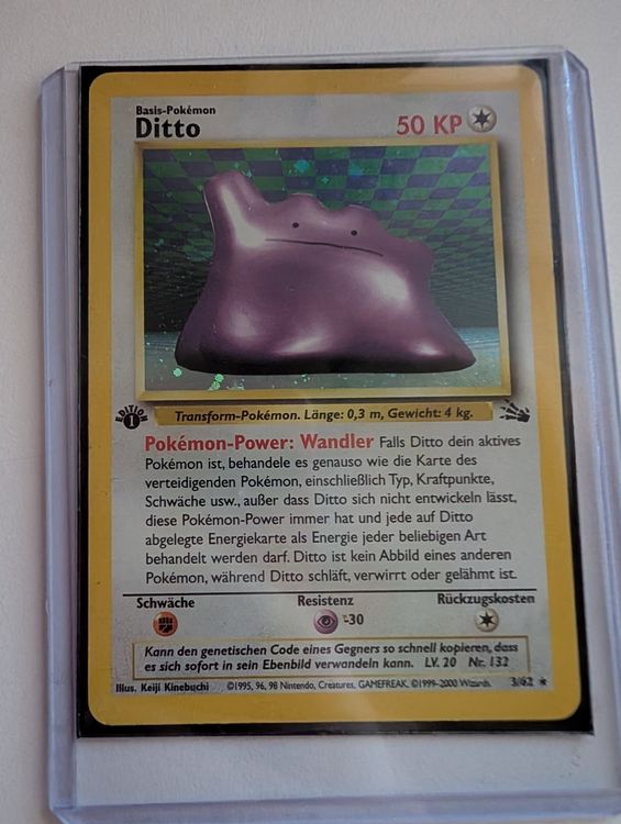 Ditto 1st Edition Pokemon Card Fossil Set Holo DE (Gebraucht) in ...