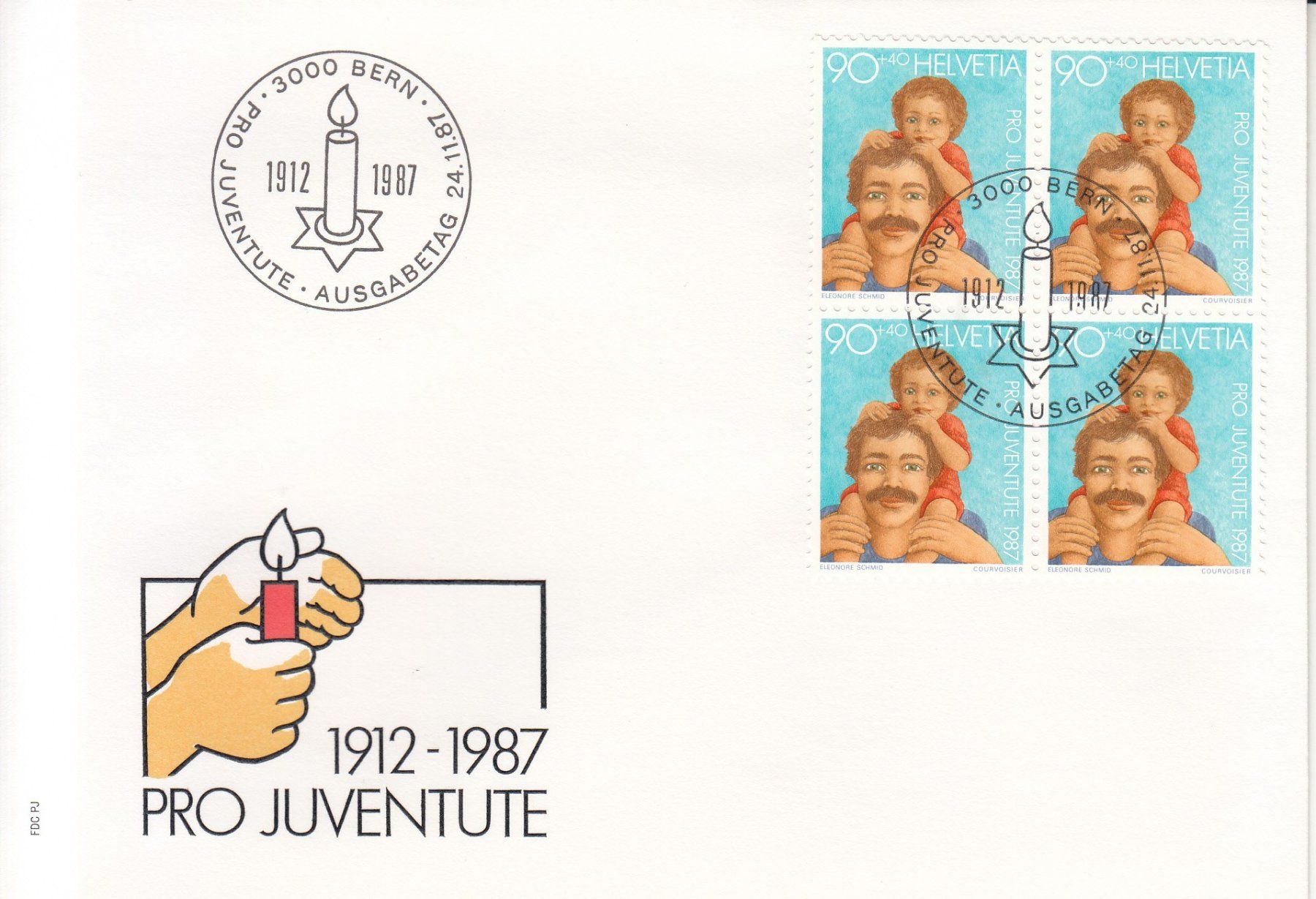 Alle Briefmarken: SBK J302 - J306 im 4er-Block FDC – Gebraucht aus Bürglen TG von StampGraf 3