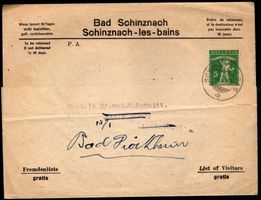 1909 Privat Streifband Bad Schinznach mit Tellknabe