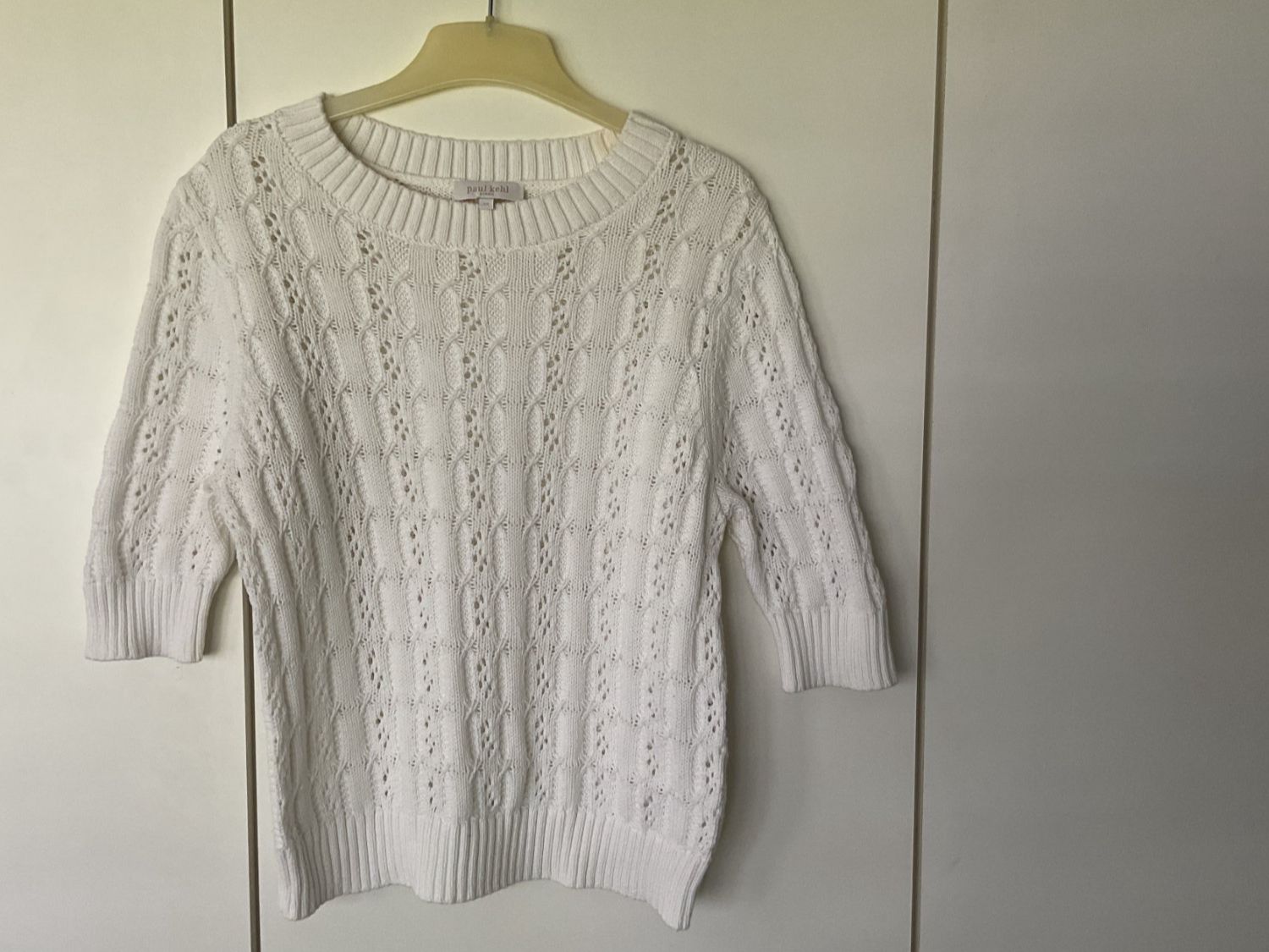 Paul Kehl Pullover & Sweatshirts: Paul Kehl - Baumwoll Pullover gemustert weiss - Gr. 38 – Neu (gemäss Beschreibung) aus Walchwil von Budy7