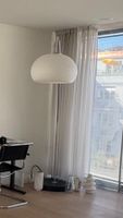Bogenlampe Chrom mit weissem Opalschirm — Arco-Stil, schwere