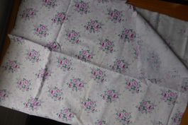Vintage Restenstoff - Antikstoff BW - rosa Rosen 60 x 90 cm