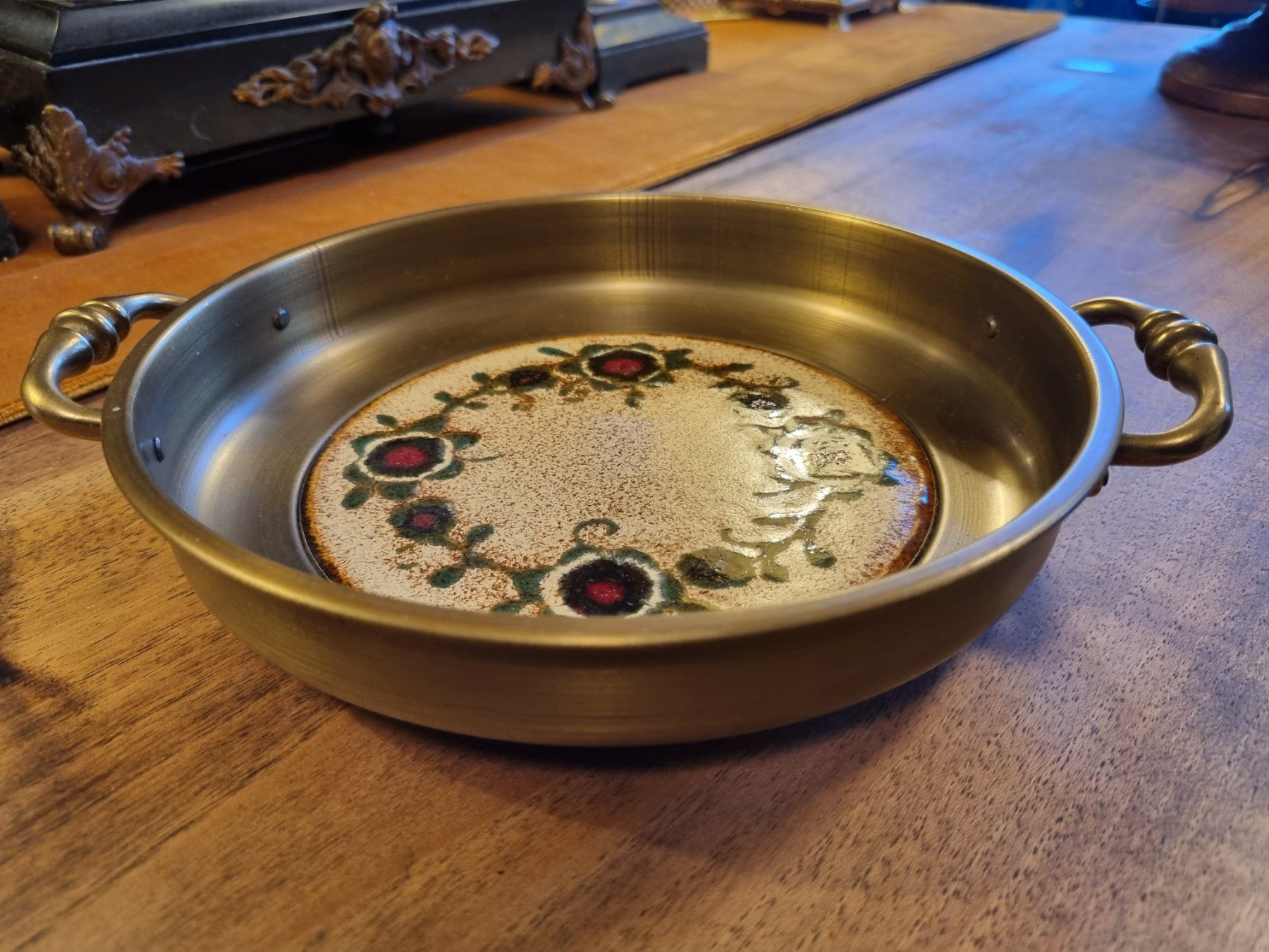 Piatti di portata: Vintage Messing Schale mit Keramik Einsatz – Usato da Scharnachtal venduto da devin03