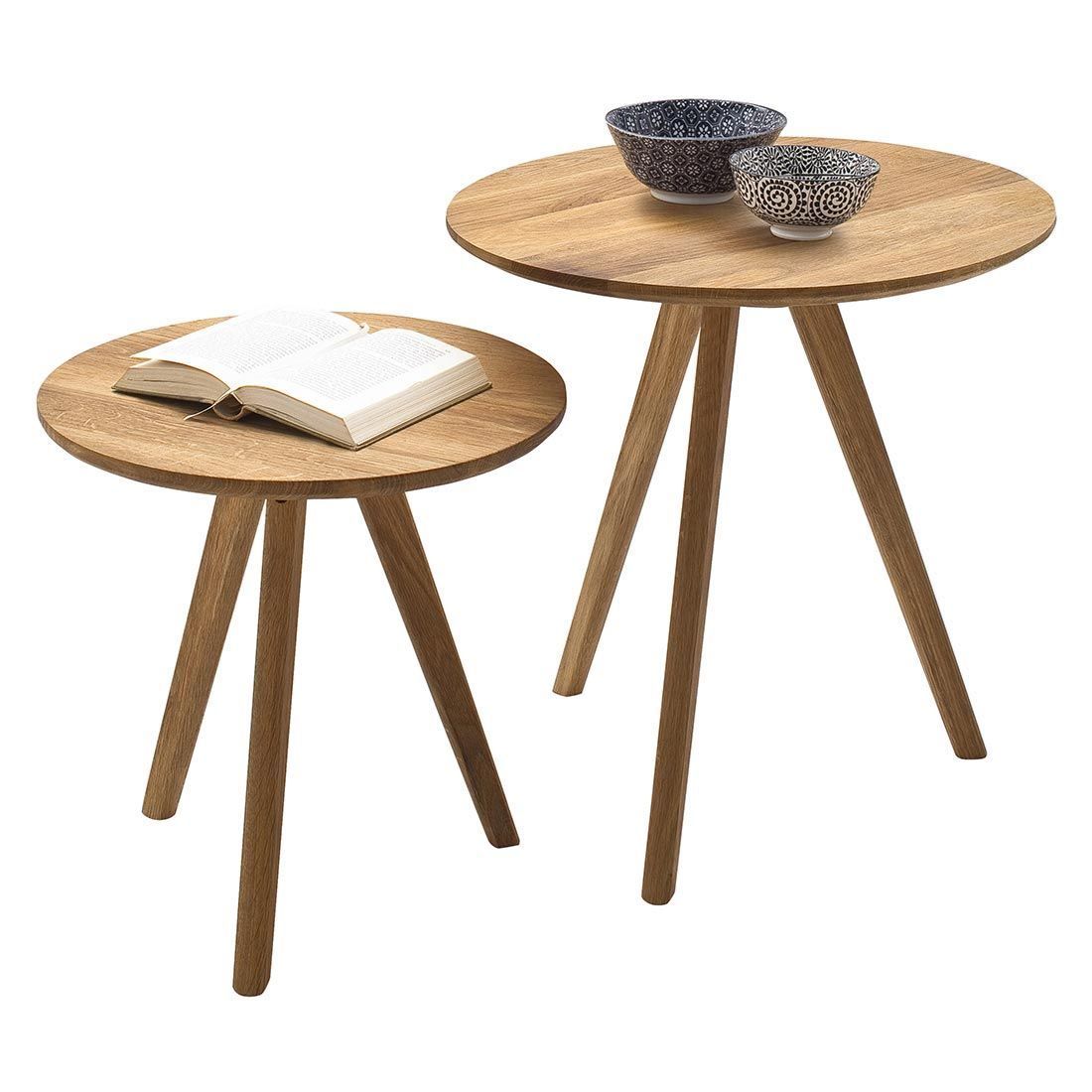 Set di tavolo e panche: Beistelltische 2er Set Eiche geölt – Nuovo e nell'imballaggio originale da Kriens venduto da Mikado-Geschenke 1