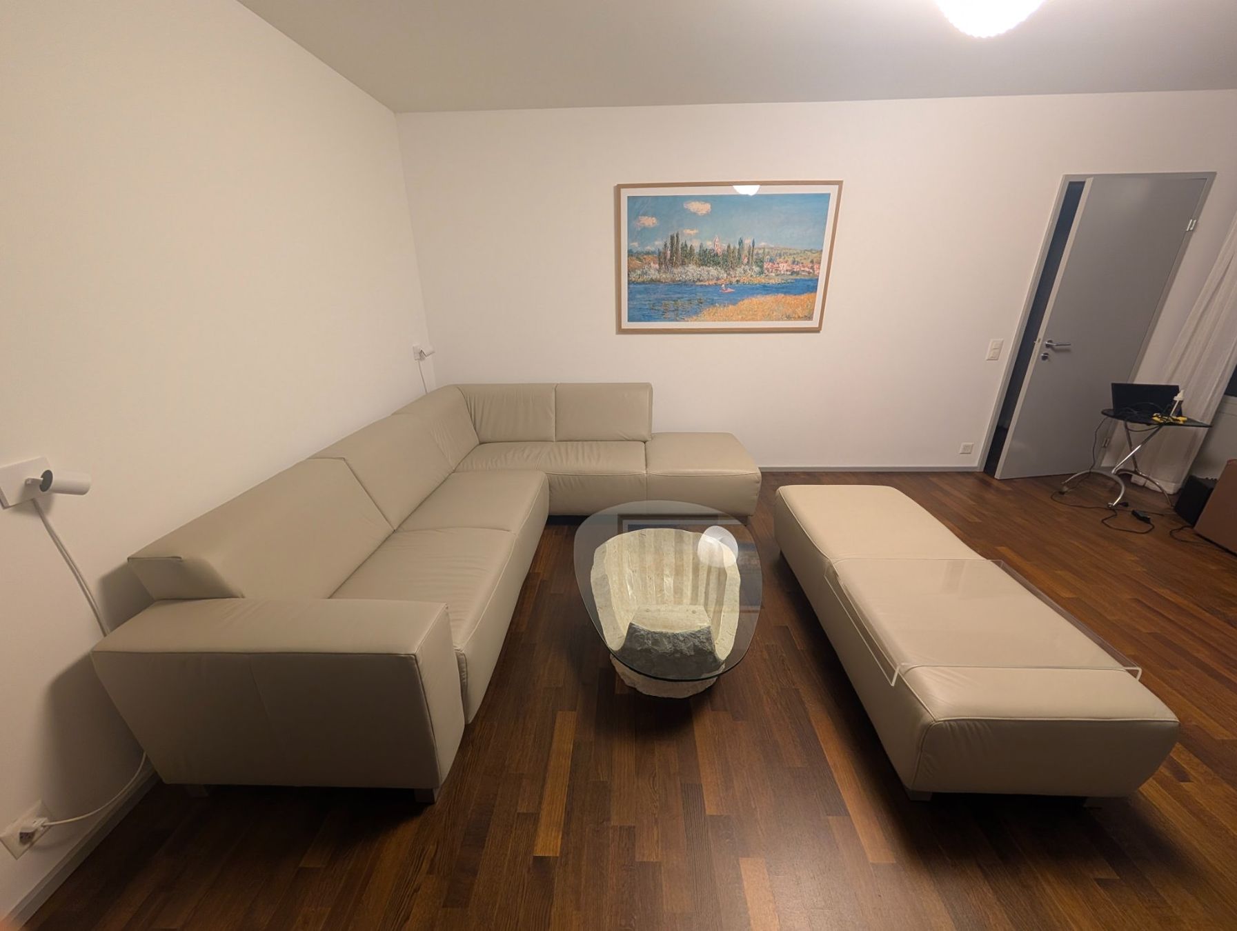 Micasa Divani: Echtleder Ecksofa MICASA mit Hocker, grau - Top Zustand! – Usato da Uetikon am See venduto da transsonic2 3